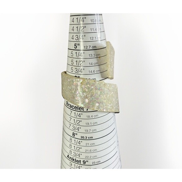 Retro MCM Lucite Iridescent Bold Bypass Crossover Clamper Art Deco Bracelet - Picture 7 of 8